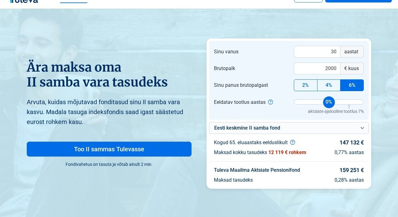 Tuleva ülevaade 2026 — madalate tasudega pensionifond